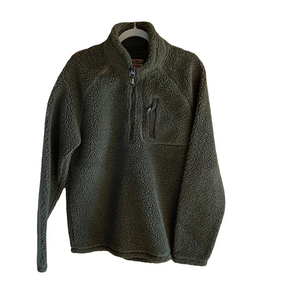 Fat Face Men’s fleece pullover quarter zip forest green jacket size  Medium - Picture 1 of 7